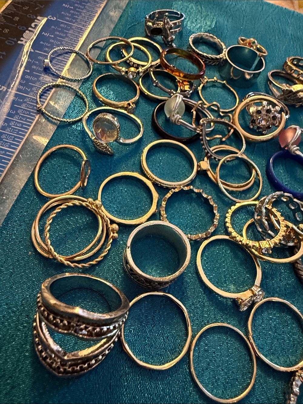 Mixed Metal Women's Stackable Rings Set - Gold & Silver - Picture 2 of 3